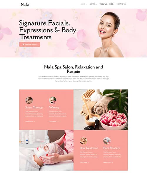 beauty treatments web design