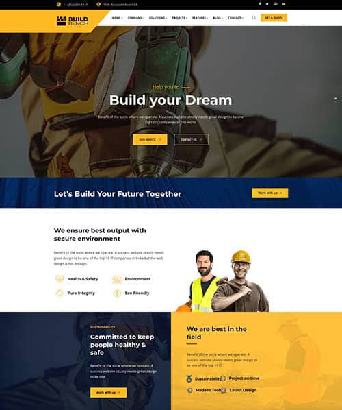 construction company web design