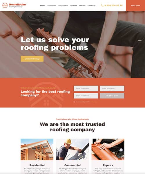Roofing company web design