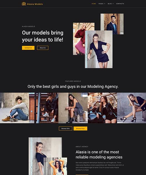 modelling agency web design