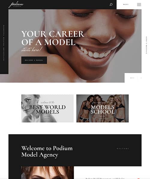 modelling agency web design