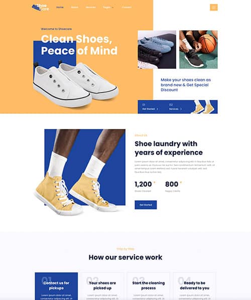 shoe cleaning web design