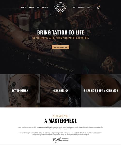 tattoo shop web design